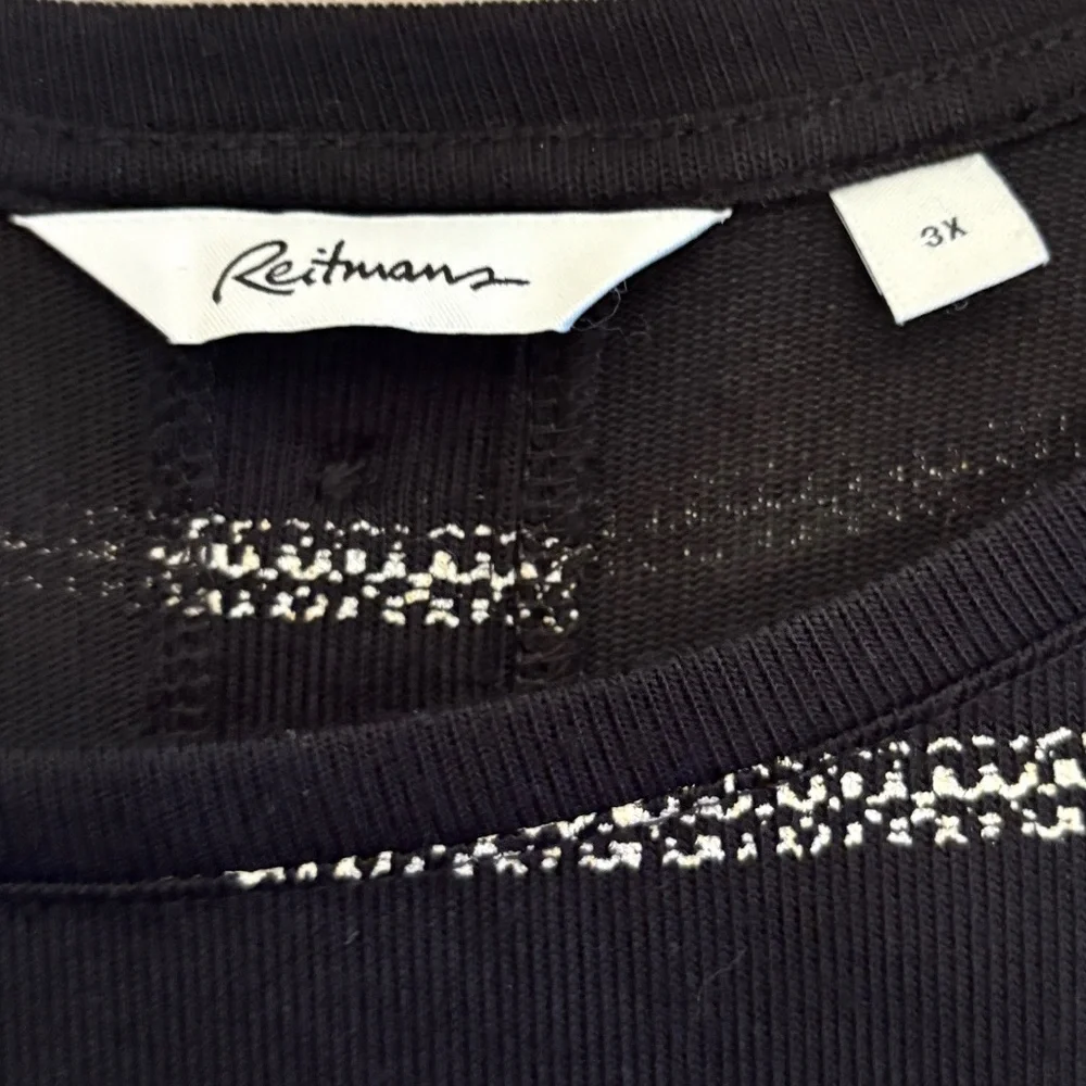 Reitmans Black & White Striped Knit Top with Button Back – Plus Size 3X EUC - Picture 6 of 13